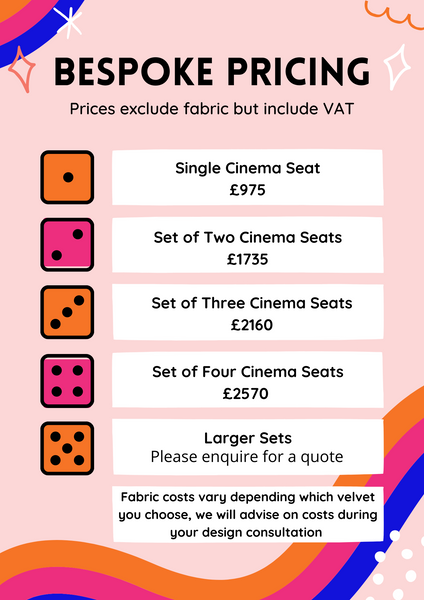 bespoke vintage cinema seat pricing