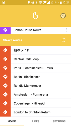 strava routes in the beeline app