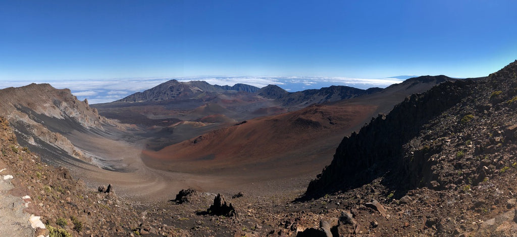 Descending Haleakala Volcano, Hawaii view of the crater