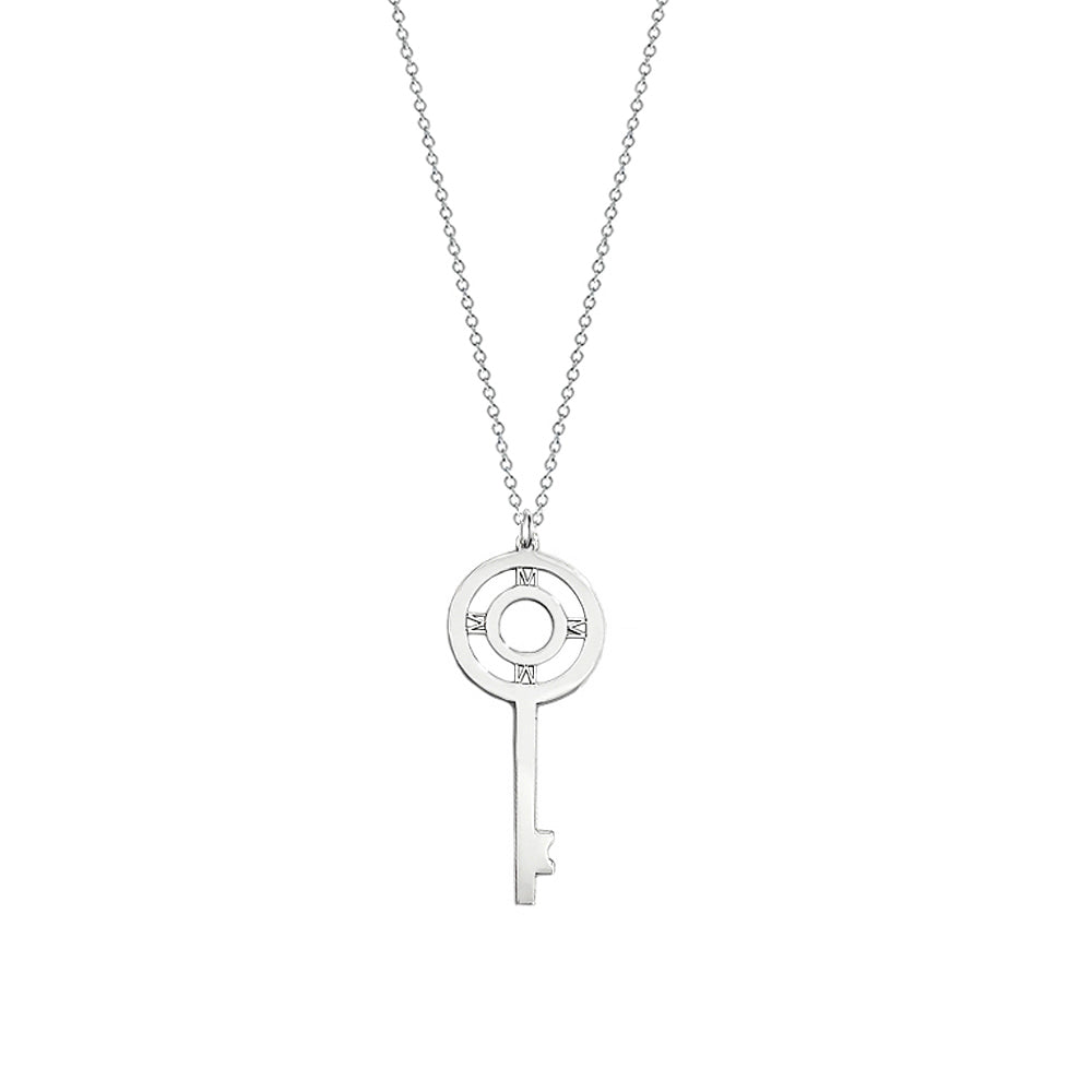 Sarah Personalized Lock and Key Necklace Sterling Silver Pendant with Gold-Filled Chain / 18