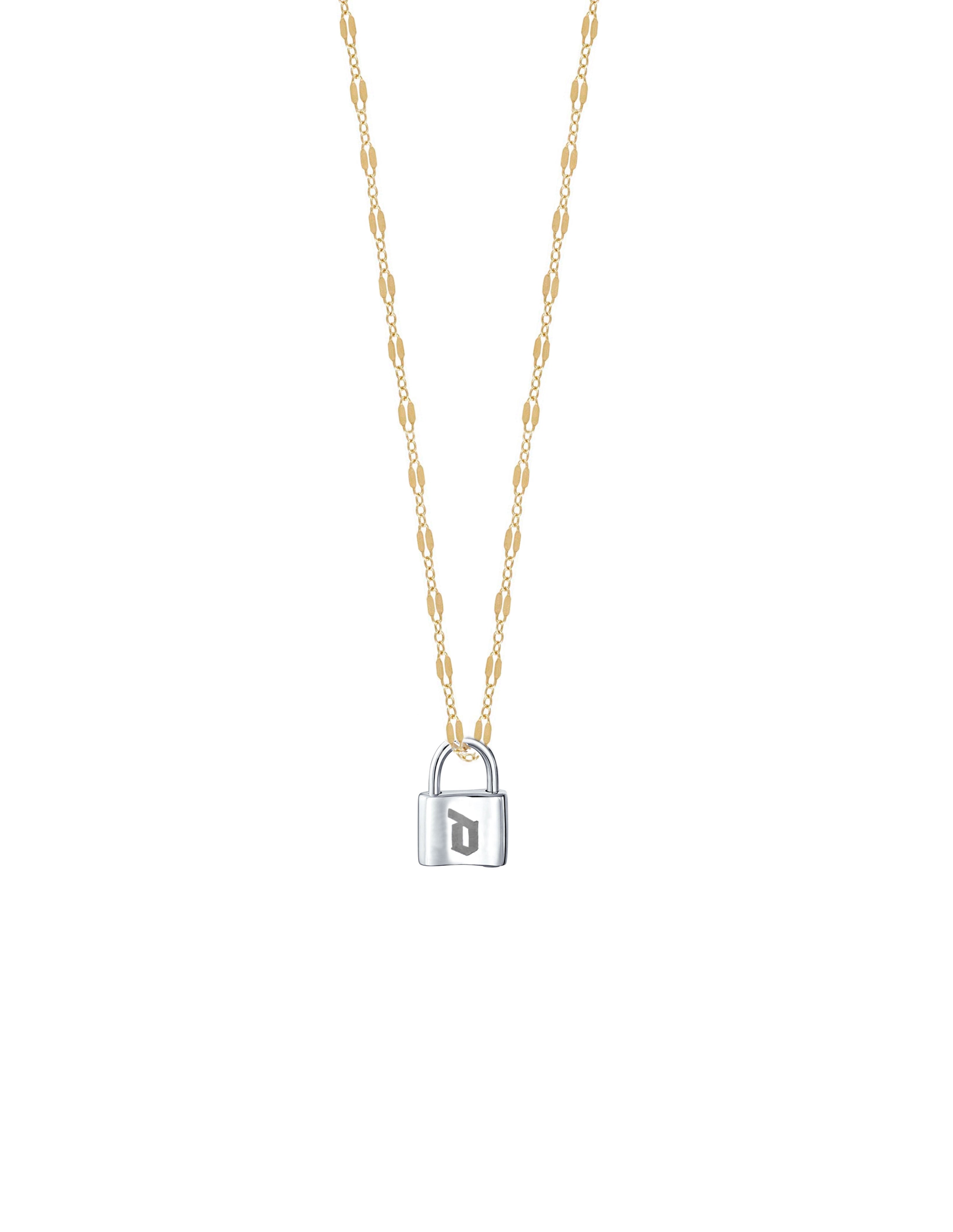 Personalisable Golden Steel Lock Necklace Golden | Parfois