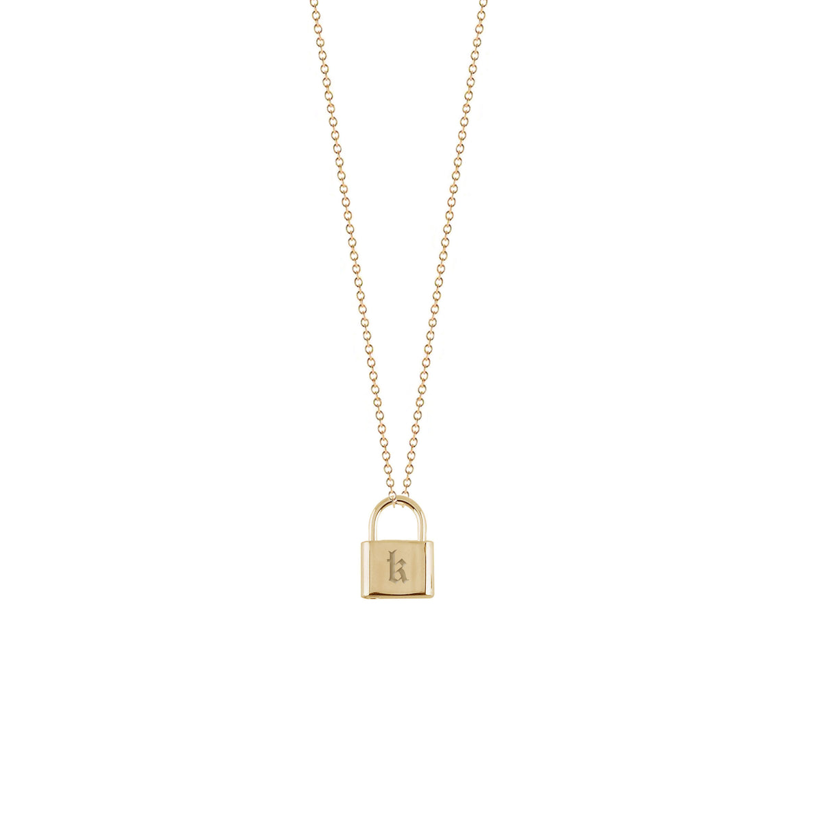 Sarah Personalized Lock and Key Necklace Sterling Silver Pendant with Gold-Filled Chain / 18