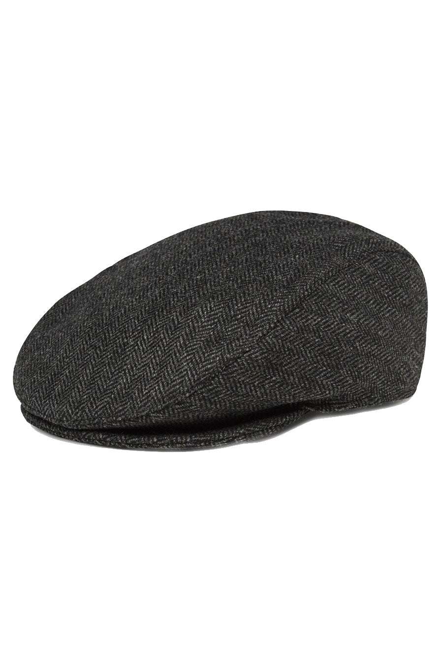 black herringbone flat cap