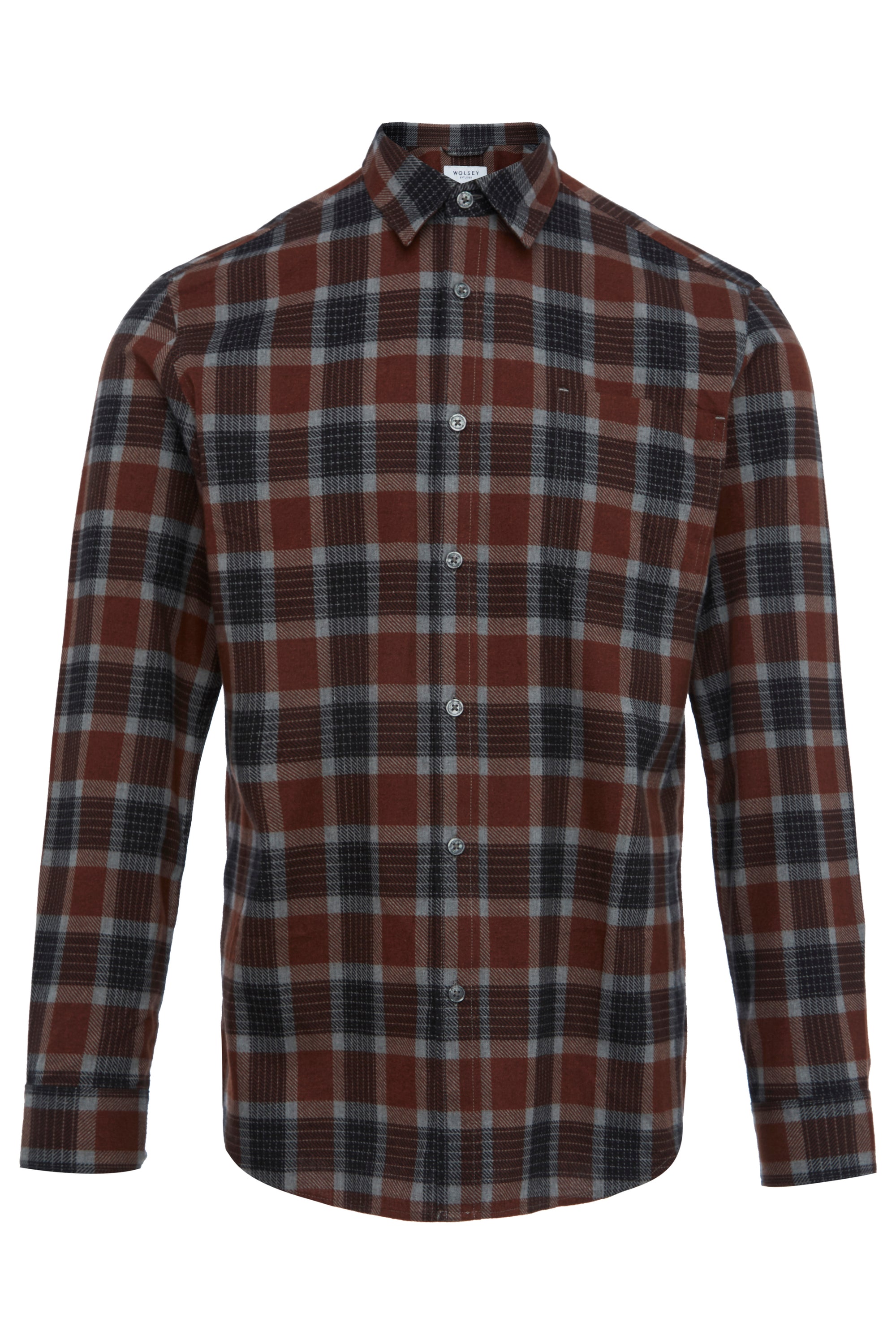 RUST CHECK FLANNEL SHIRT — Wolsey