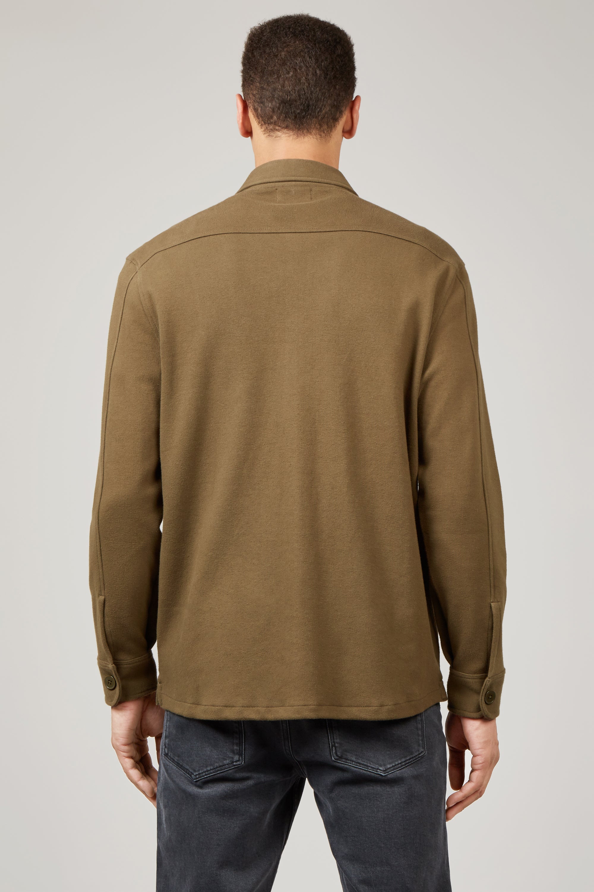 Army Green Jersey Over Shirt — Wolsey