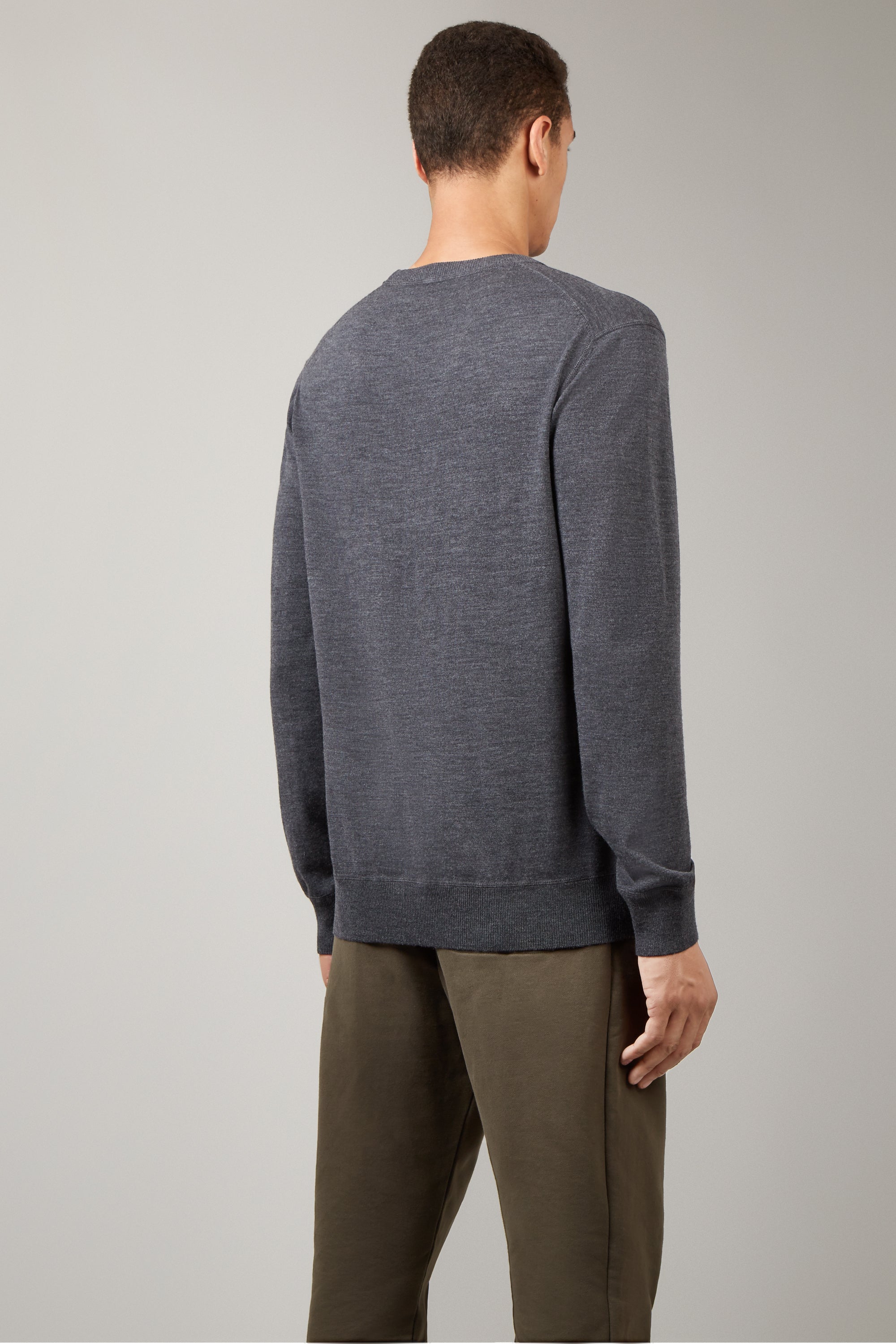 Charcoal Grey Merino Crew Neck — Wolsey