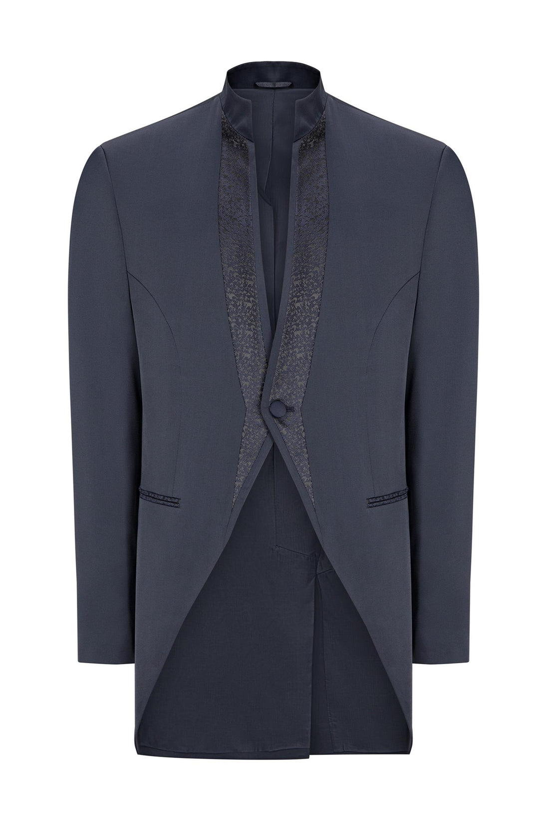 N° R178 COLLARLESS ITALIAN VELVET TUXEDO JACKET - NAVY – Ron Tomson