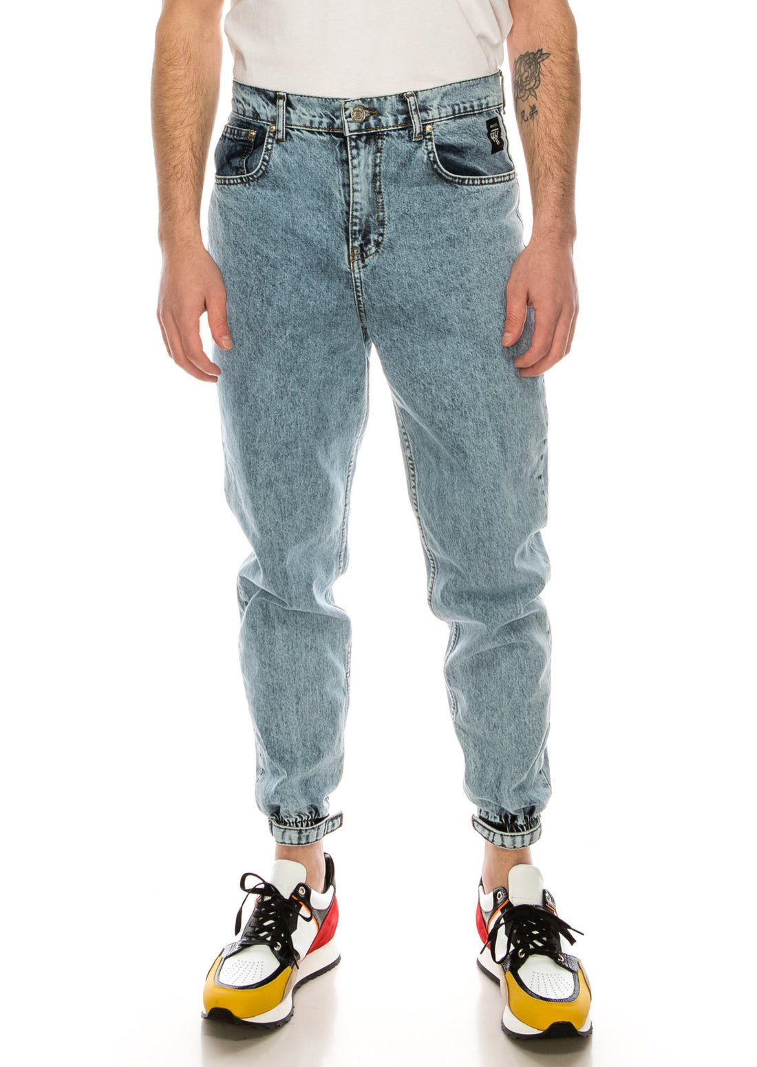 Acid Wash Denim Jogger - Ice Blue – Ron Tomson