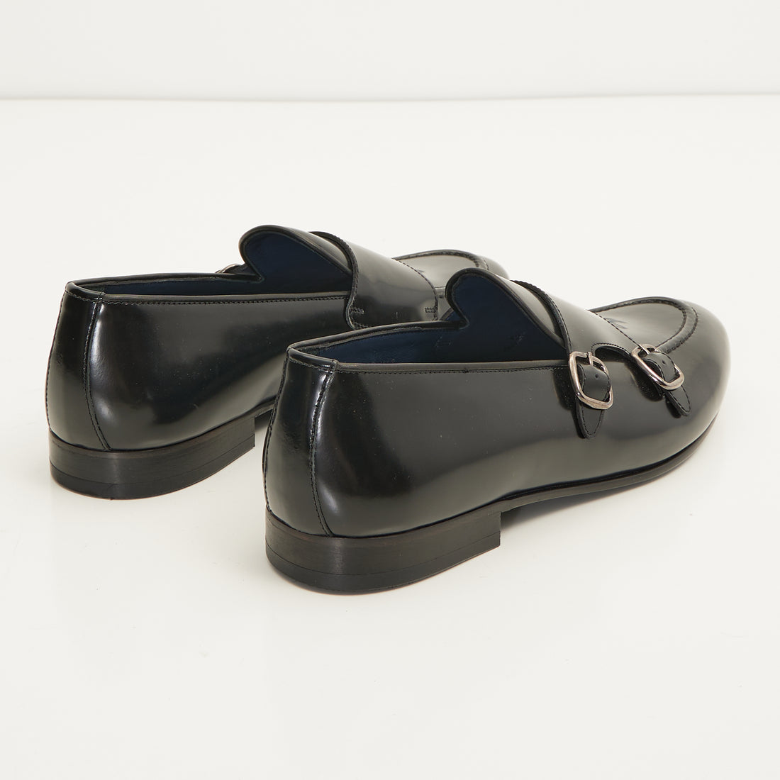 N° D3269 Leather Double Monk Strap Shoes - Black