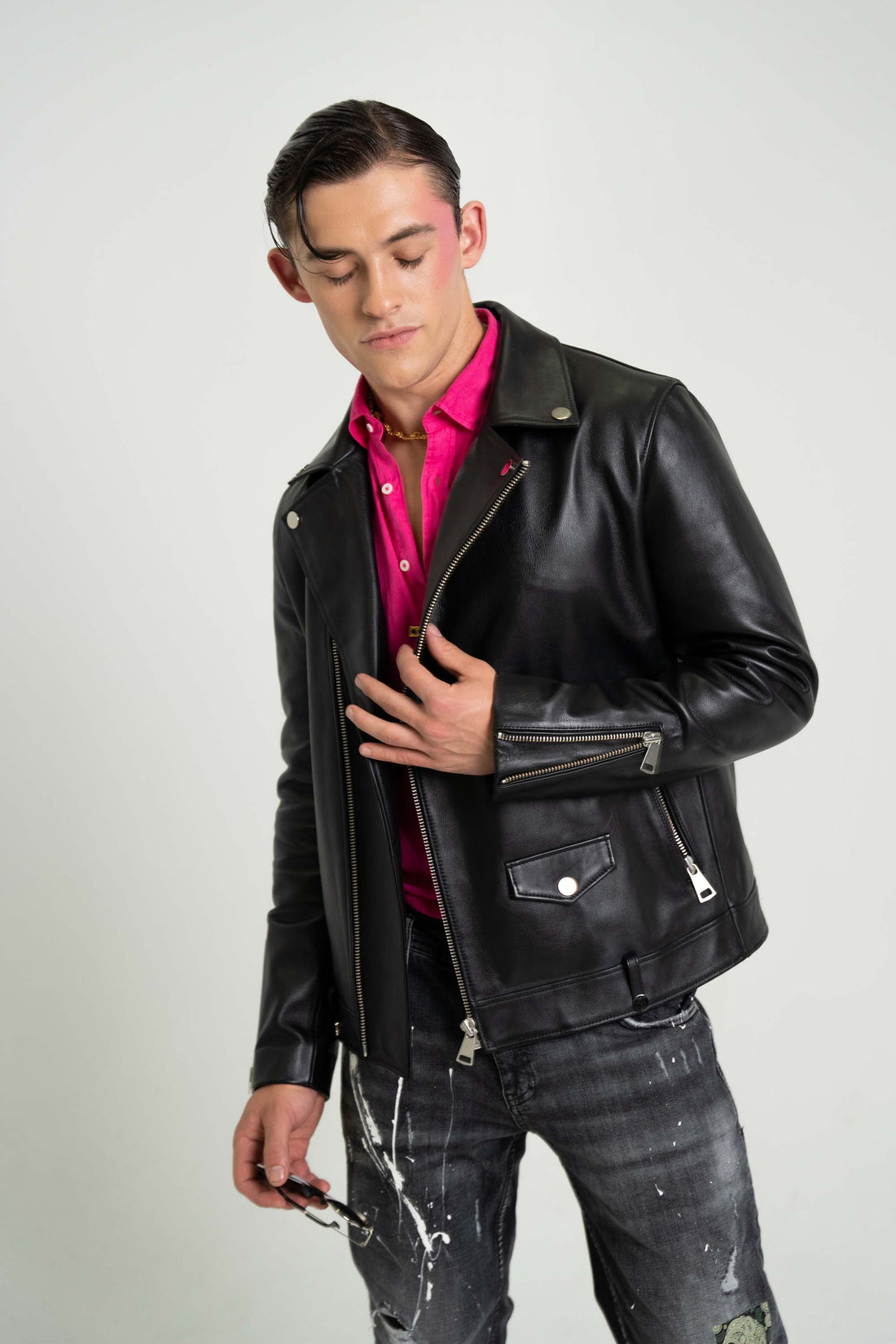 Thompson Leather Moto Jacket | Black - XL