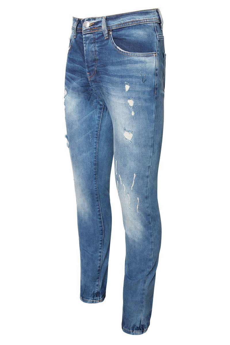 slim tapered distressed jeans