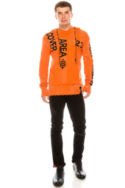 graphic orange hoodie