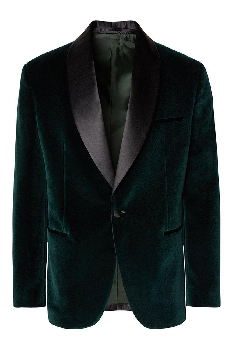 Italian Velvet Shawl Lapel Tuxedo - Forest Green | Ron Tomson