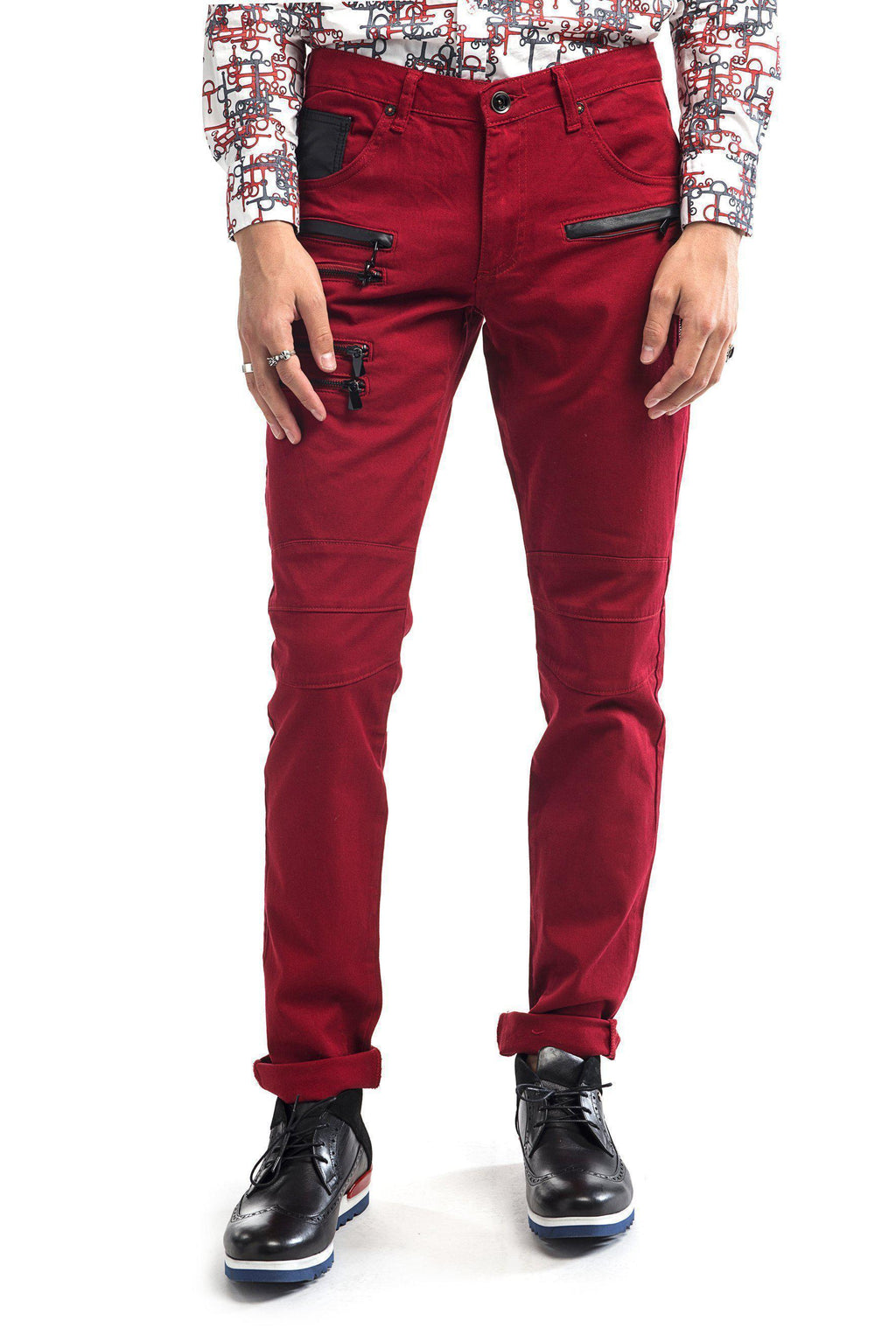 red moto jeans