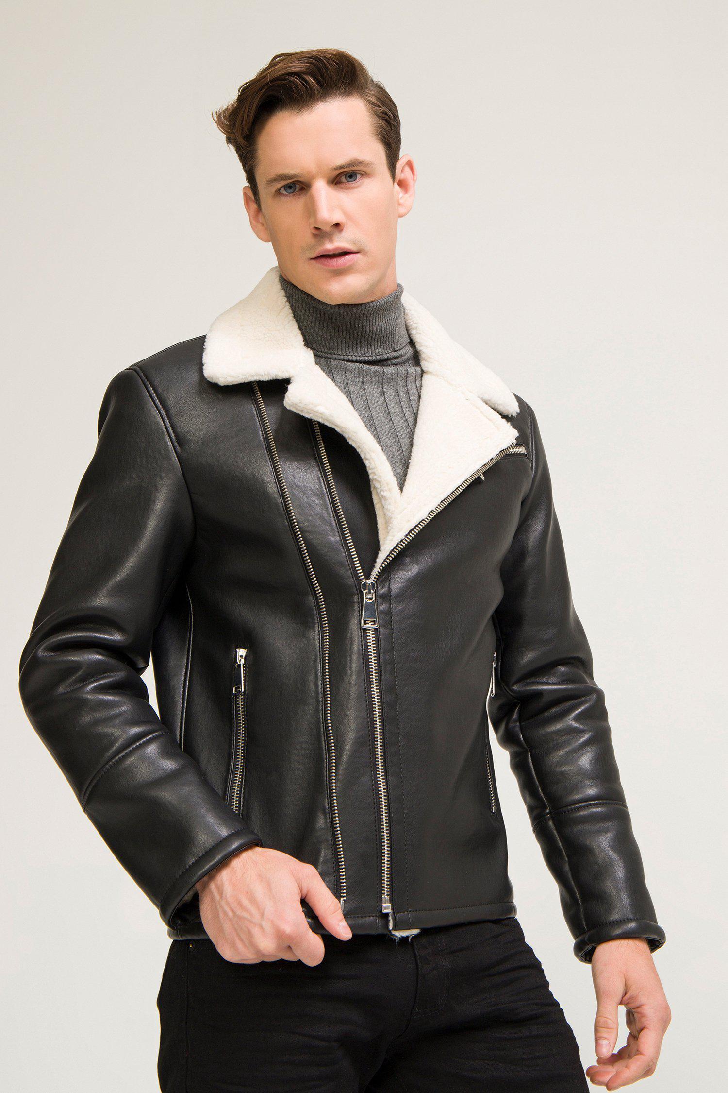 Shop Mens Black Leather Jacket with Fur Collar - Maherleathers