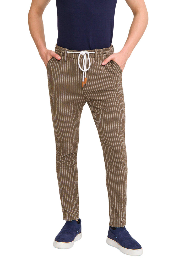 striped khaki pants