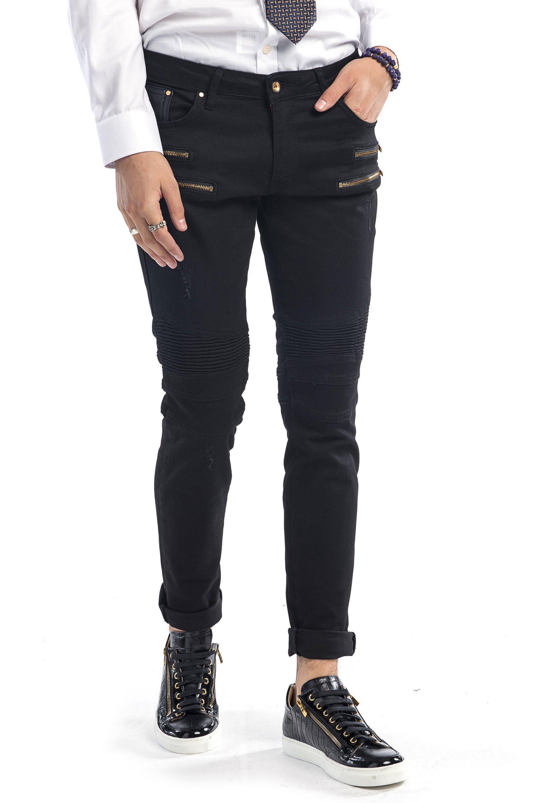 black jeans with gold zippers