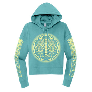 First Earth - Flower of Life - Teal - Crop Hoodie - The Headspace