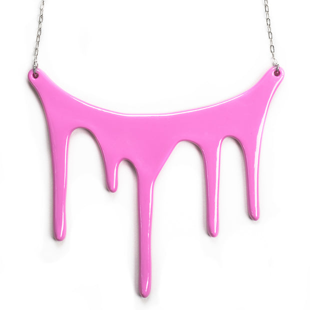 Hot Pink statement necklace over white