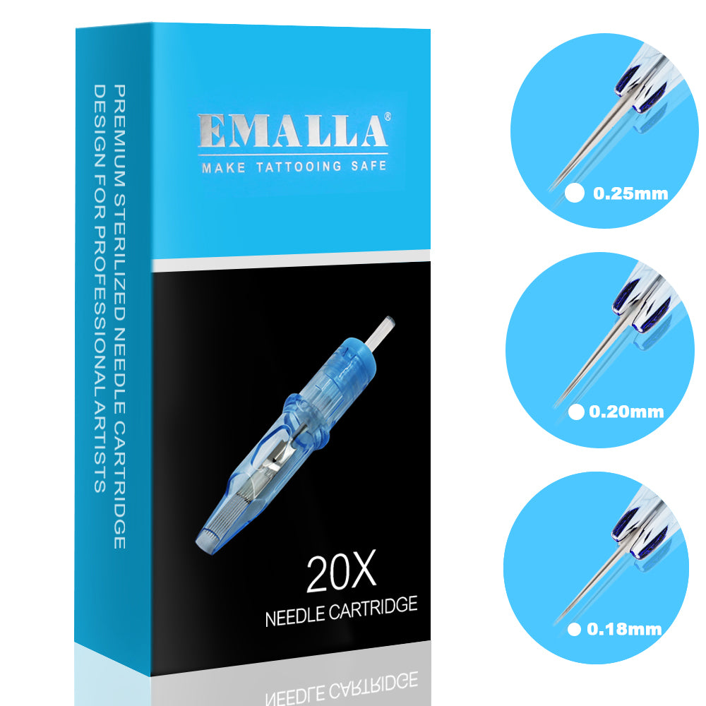 Emalla Round Liner Tattoo Cartridge Needles 20 Count Box - Dynamic Color product image