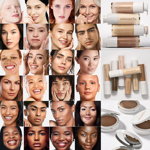 Mirabella Beauty Invincible For All Foundation: Wide shade range of 24 models with various skin tones for inclusive coverage