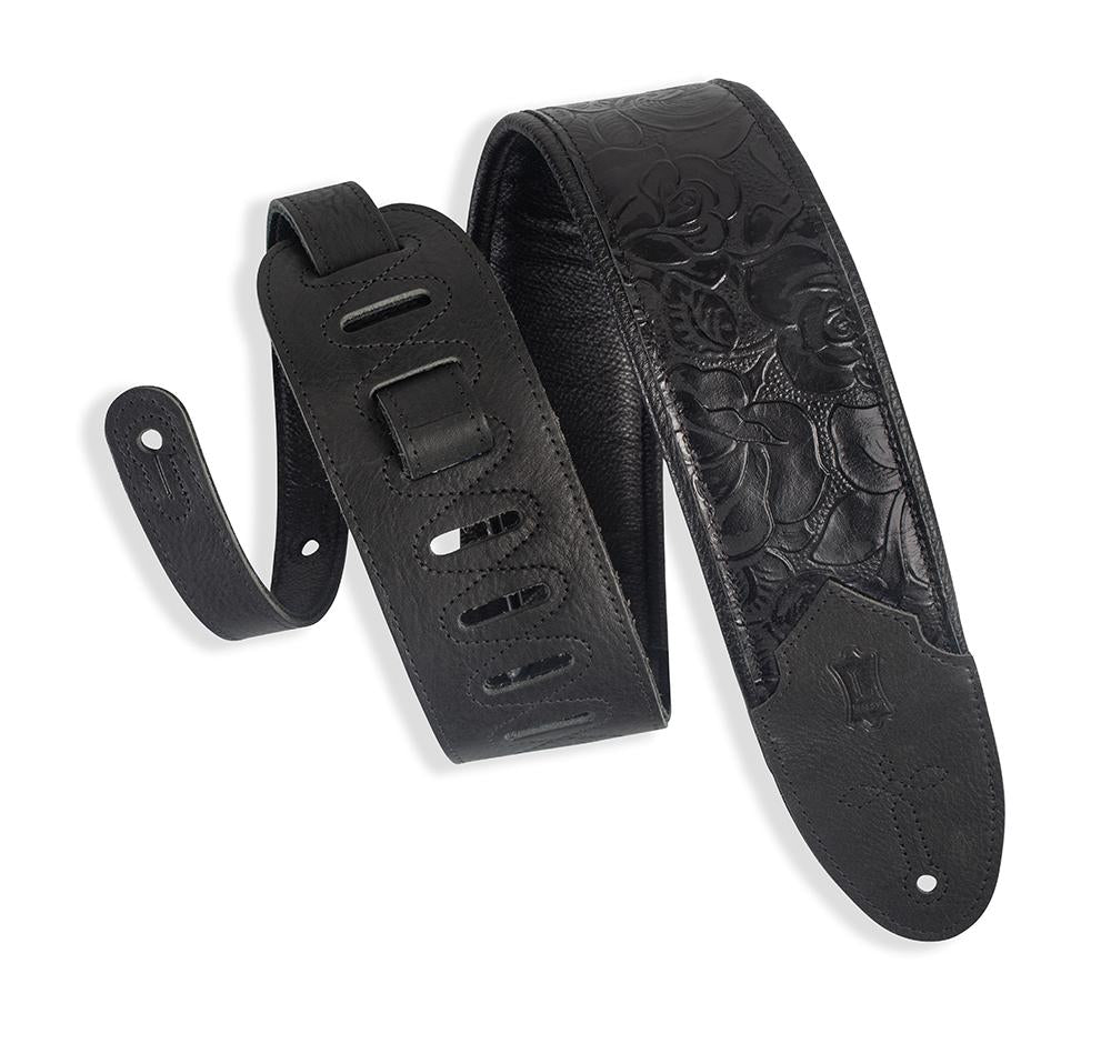 Levy's M4WP-007 3 inch Wide Embossed Leather Guitar Strap