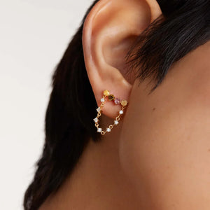 Lilou Gold Chain Zirconia earrings - watereverysunday