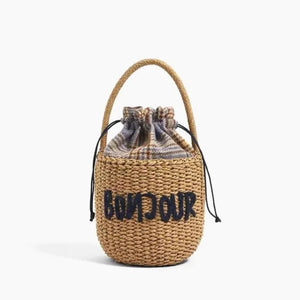 Bonjour Mini Straw Basket Bag - watereverysunday
