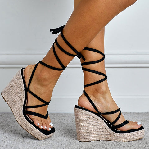 Kelly Gladiator Espadrille Wedge Sandals