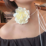 Linea Big Flower Corsage Chocker Necklaces