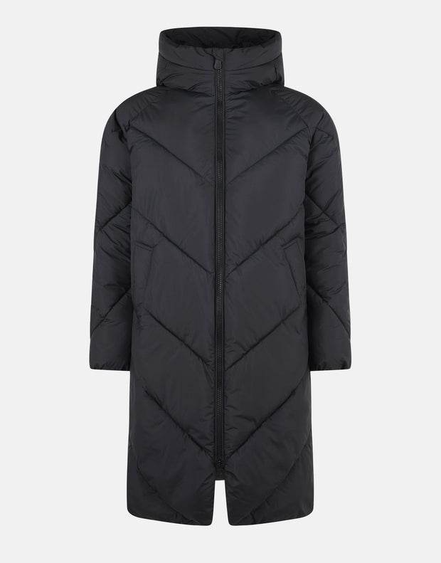 knee length puffer coat