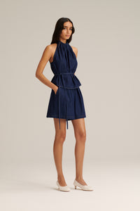 DENIM GATHER NECK TOP