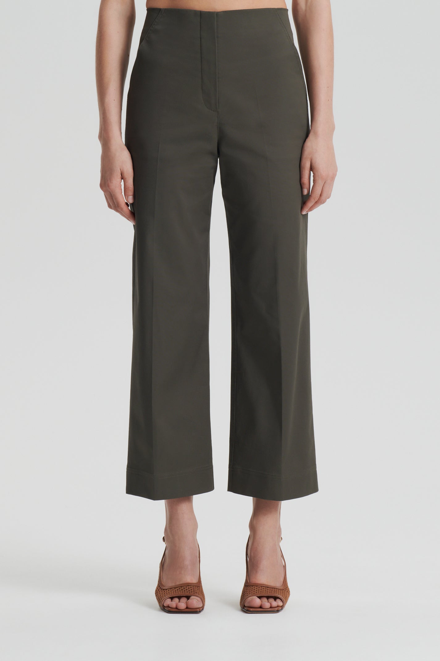 SATEEN CROPPED WIDE LEG TROUSER