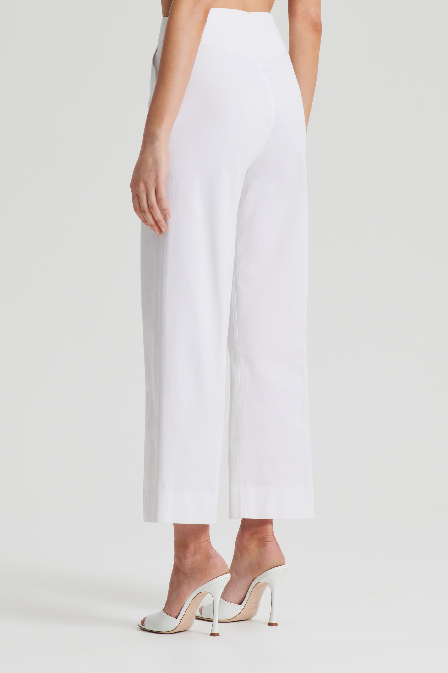 SATEEN CROPPED WIDE LEG TROUSER - WHITE - Scanlan Theodore