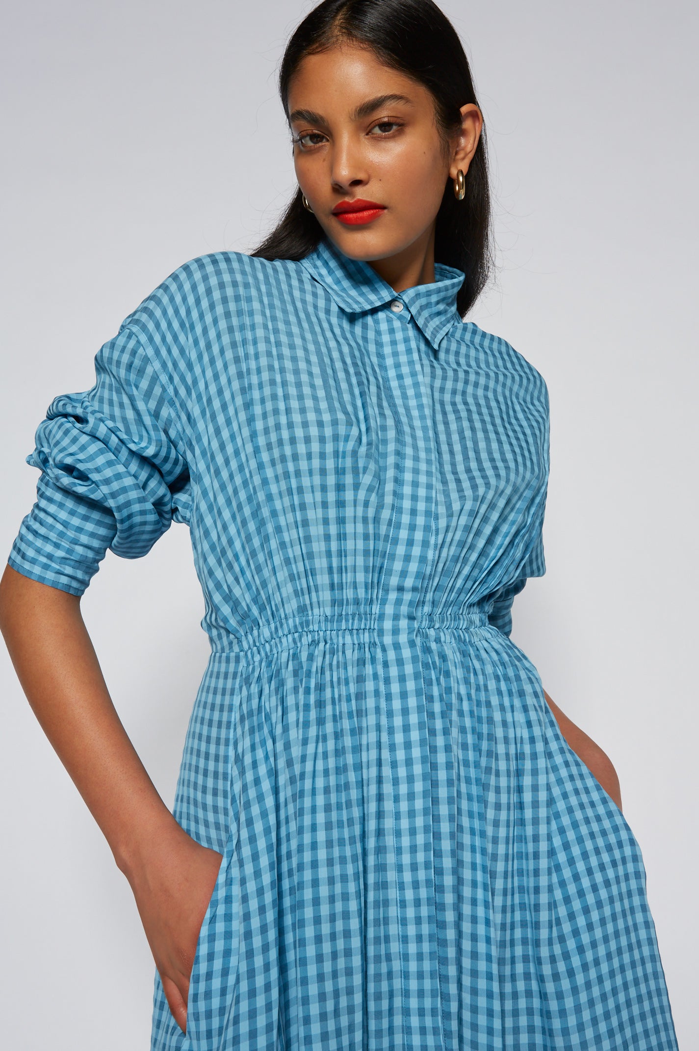 Blue and white gingham clearance dress