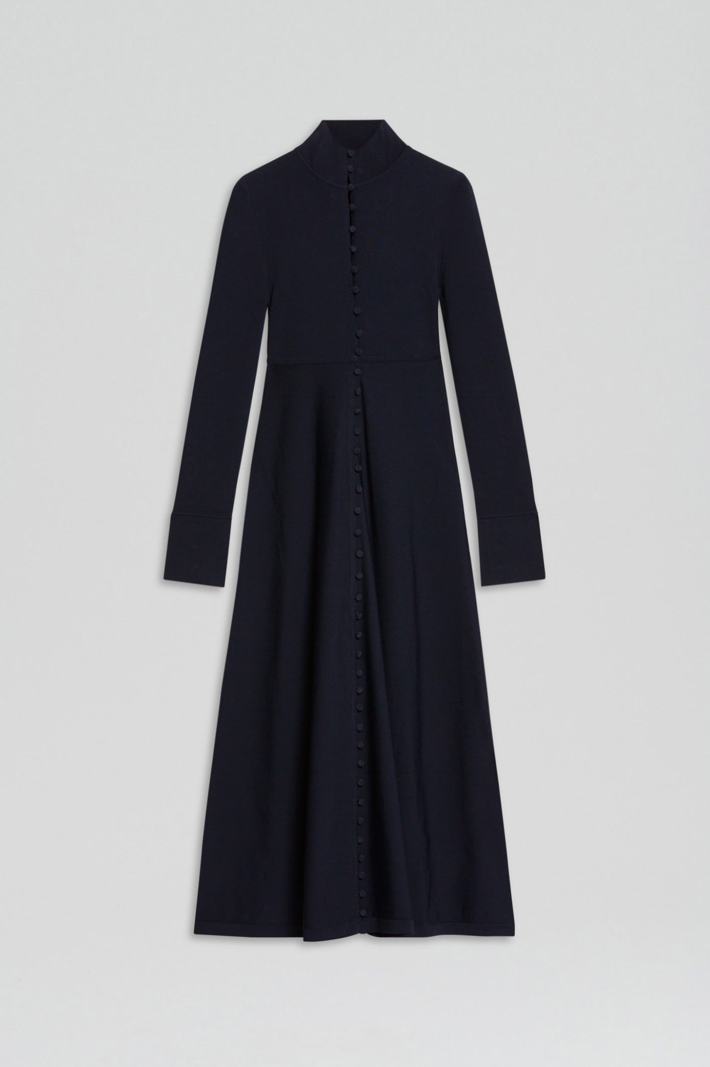 CREPE KNIT BUTTON POLO DRESS - NAVY - Scanlan Theodore