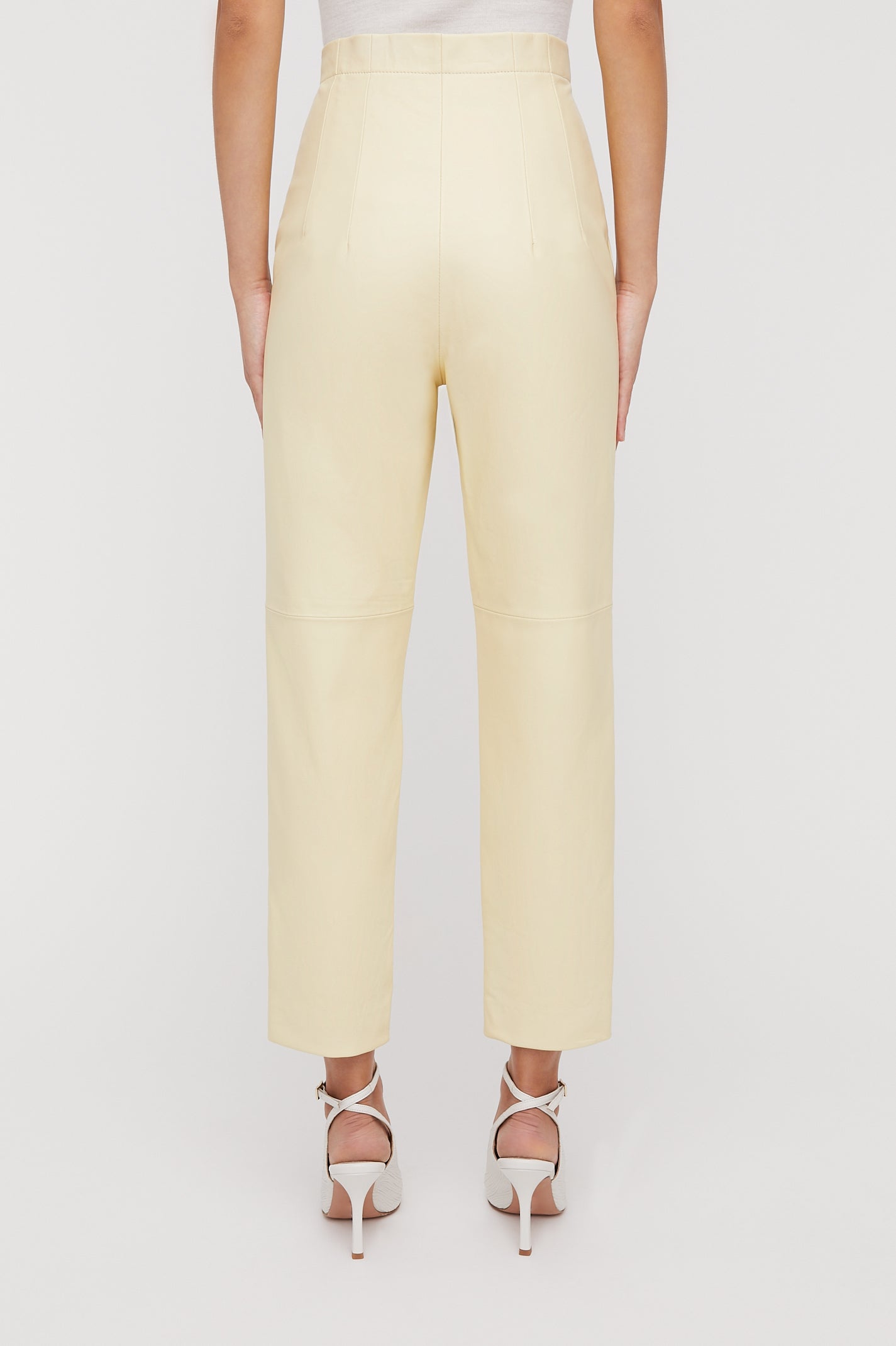 LEATHER SLIM CROP TROUSER - LEMON - Scanlan Theodore