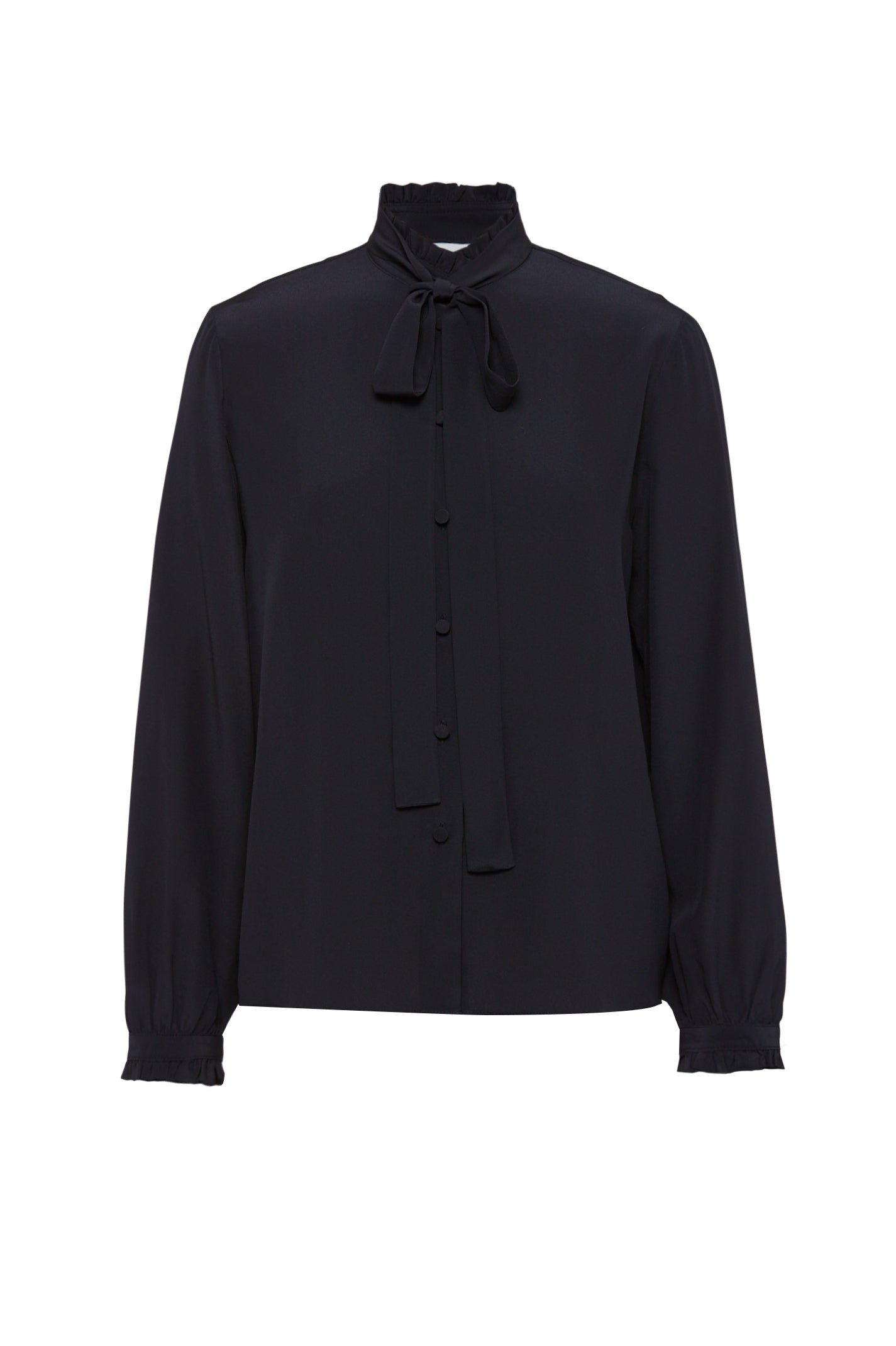 SILK RUFFLE BLOUSE - NAVY - Scanlan Theodore EU