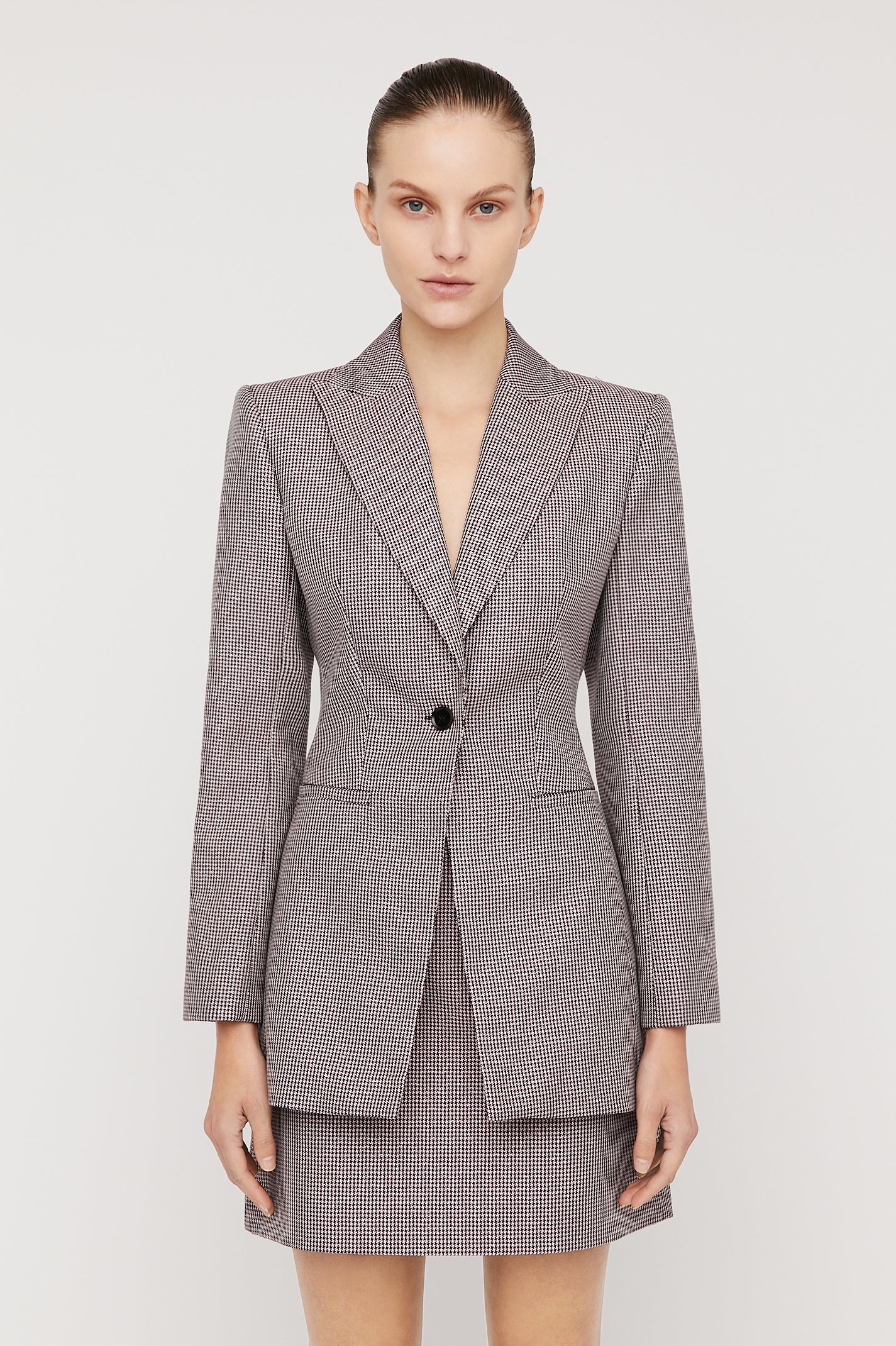 TAILORED HOUNDSTOOTH JACKET - PINK - Scanlan Theodore UK