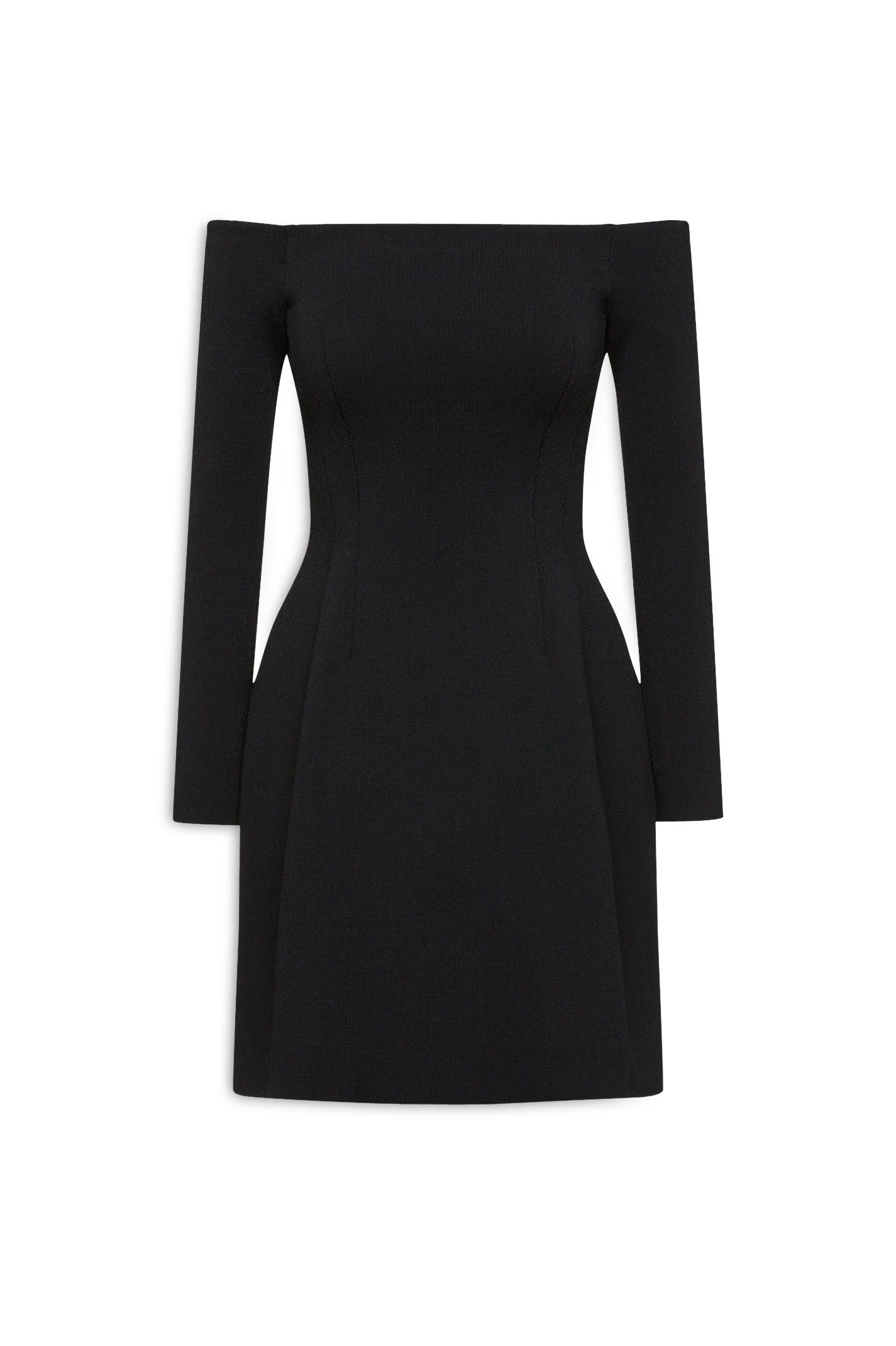 CREPE KNIT PEPLUM DRESS - BLACK - Scanlan Theodore