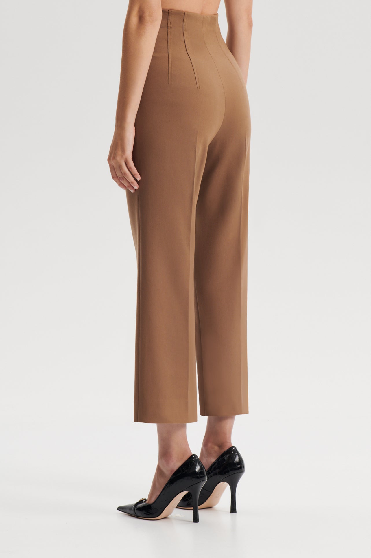 High waisted trousers Camel – ETANNA.EU