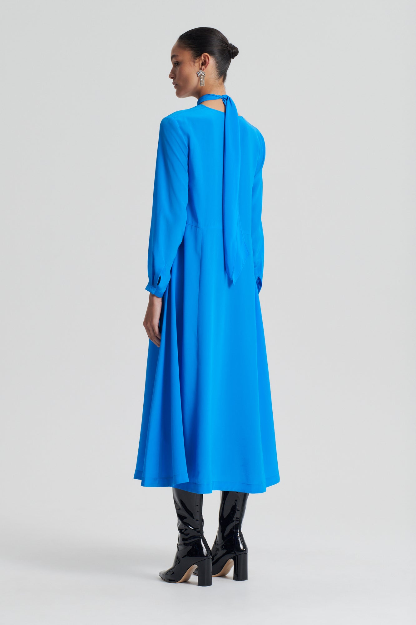 SILK DRAPE NECK DRESS - BRIGHT.BLUE - Scanlan Theodore