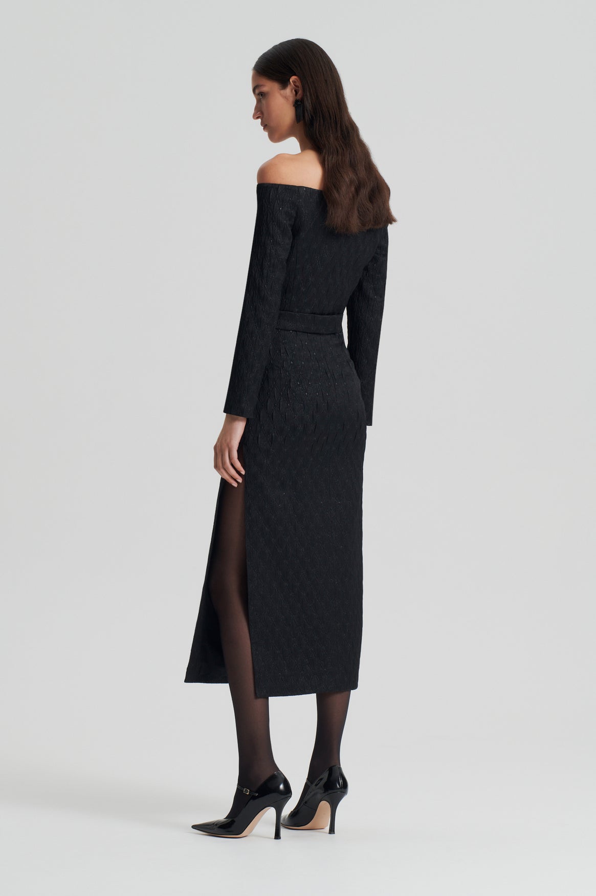 FRENCH BROCADE DRESS - BLACK - Scanlan Theodore