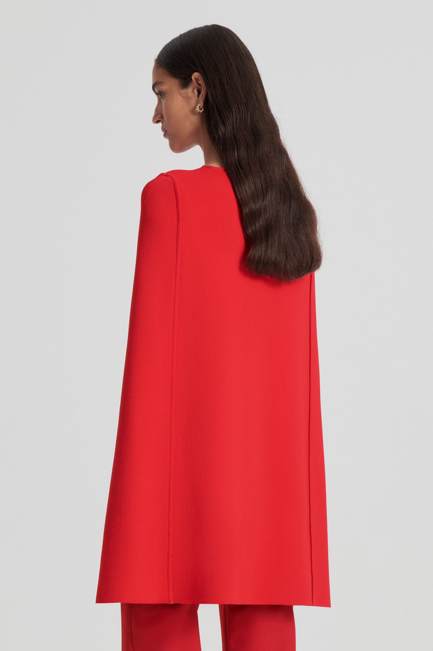 CREPE KNIT CAPE TOP - RED - Scanlan Theodore