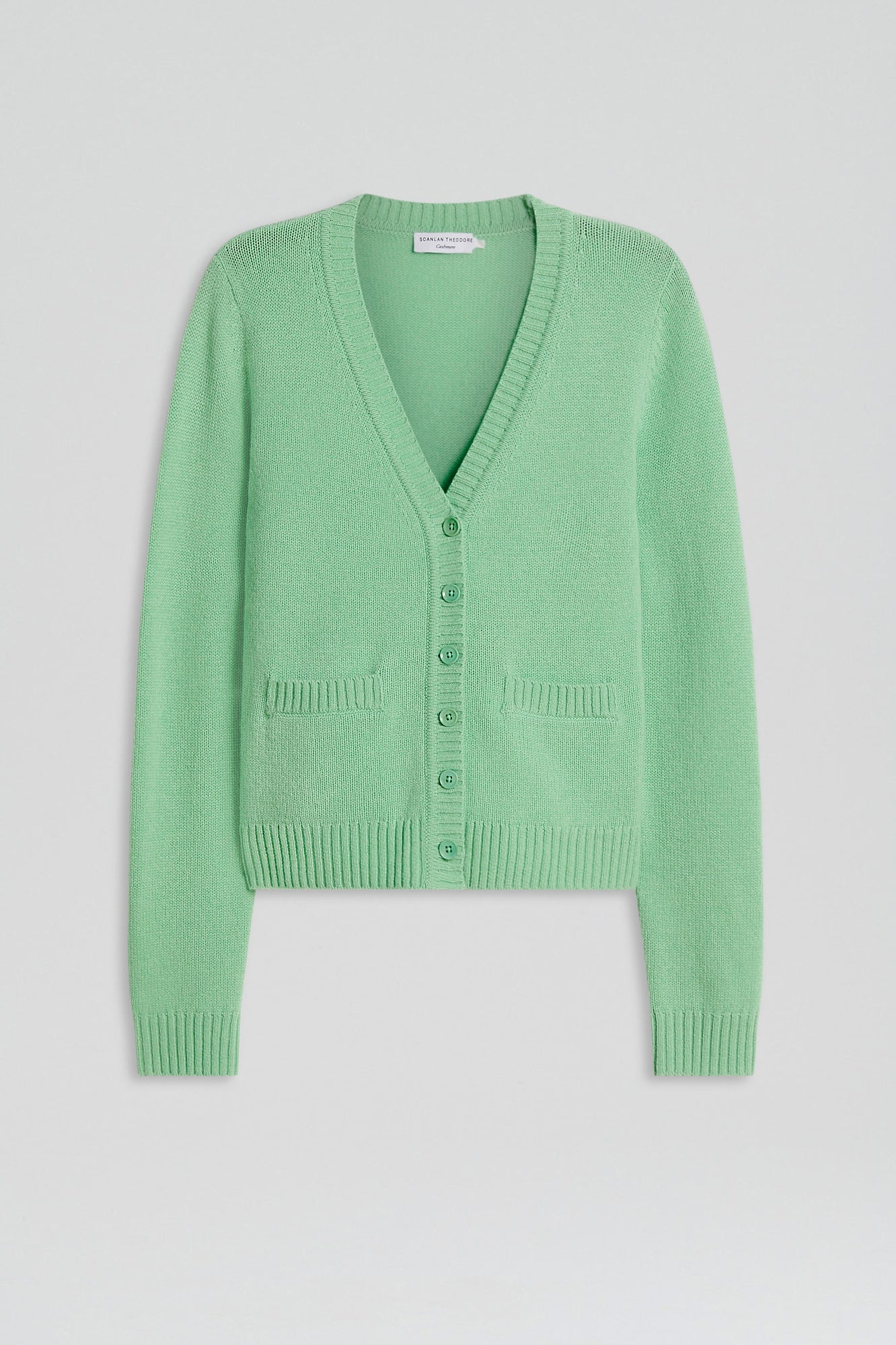 CASHMERE V-NECK SLIM CARDIGAN - SPEARMINT - Scanlan Theodore AU