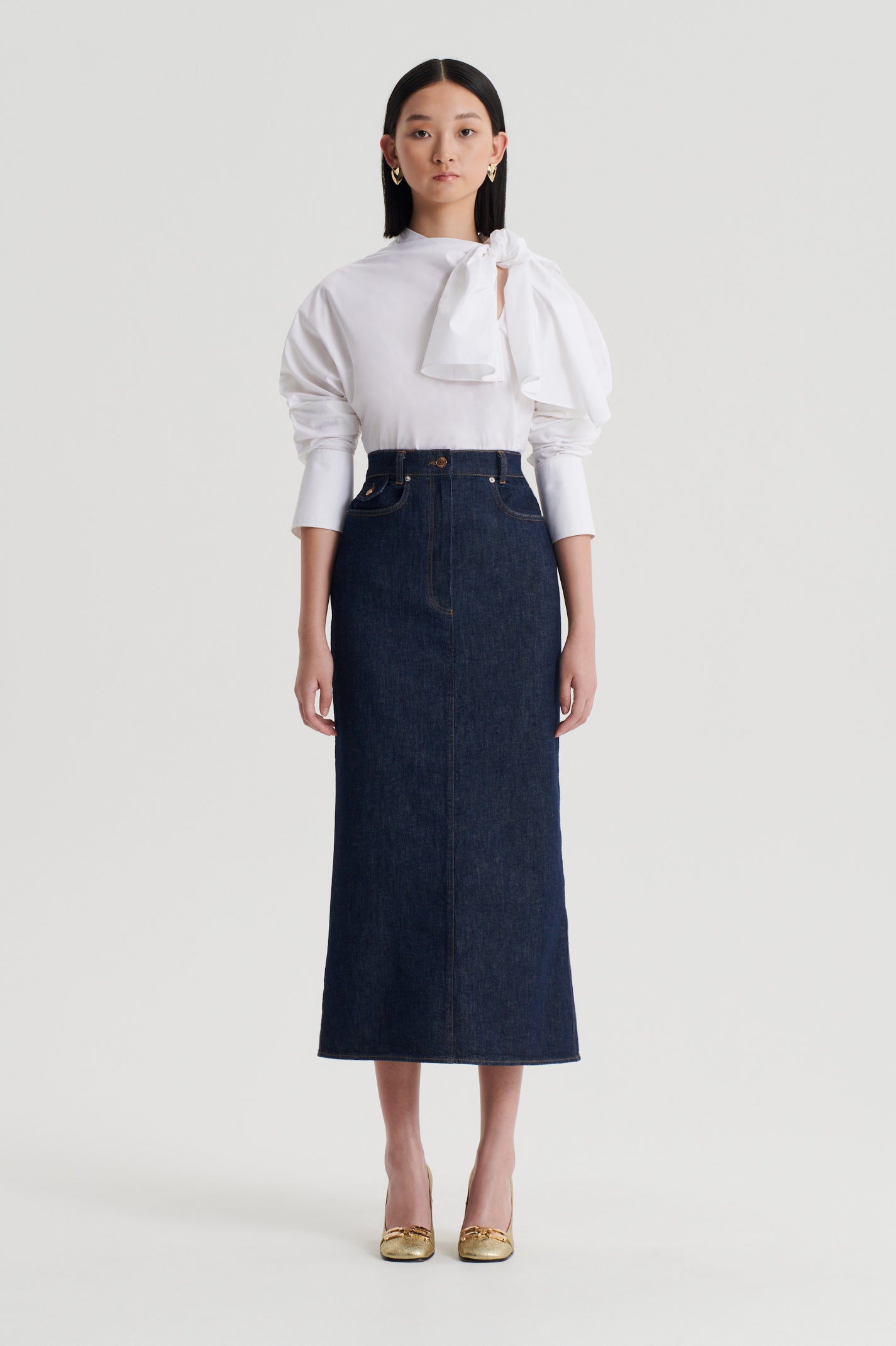 DENIM FIVE POCKET PENCIL SKIRT