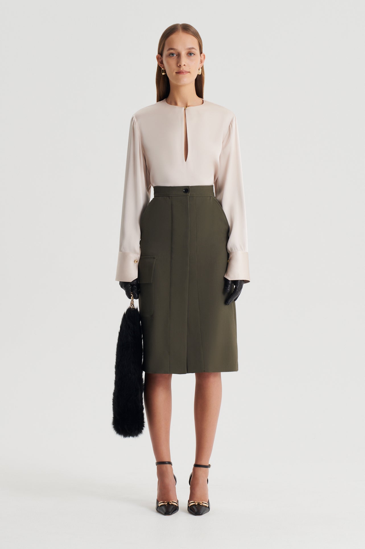 TAILORED PATCH POCKET SKIRT