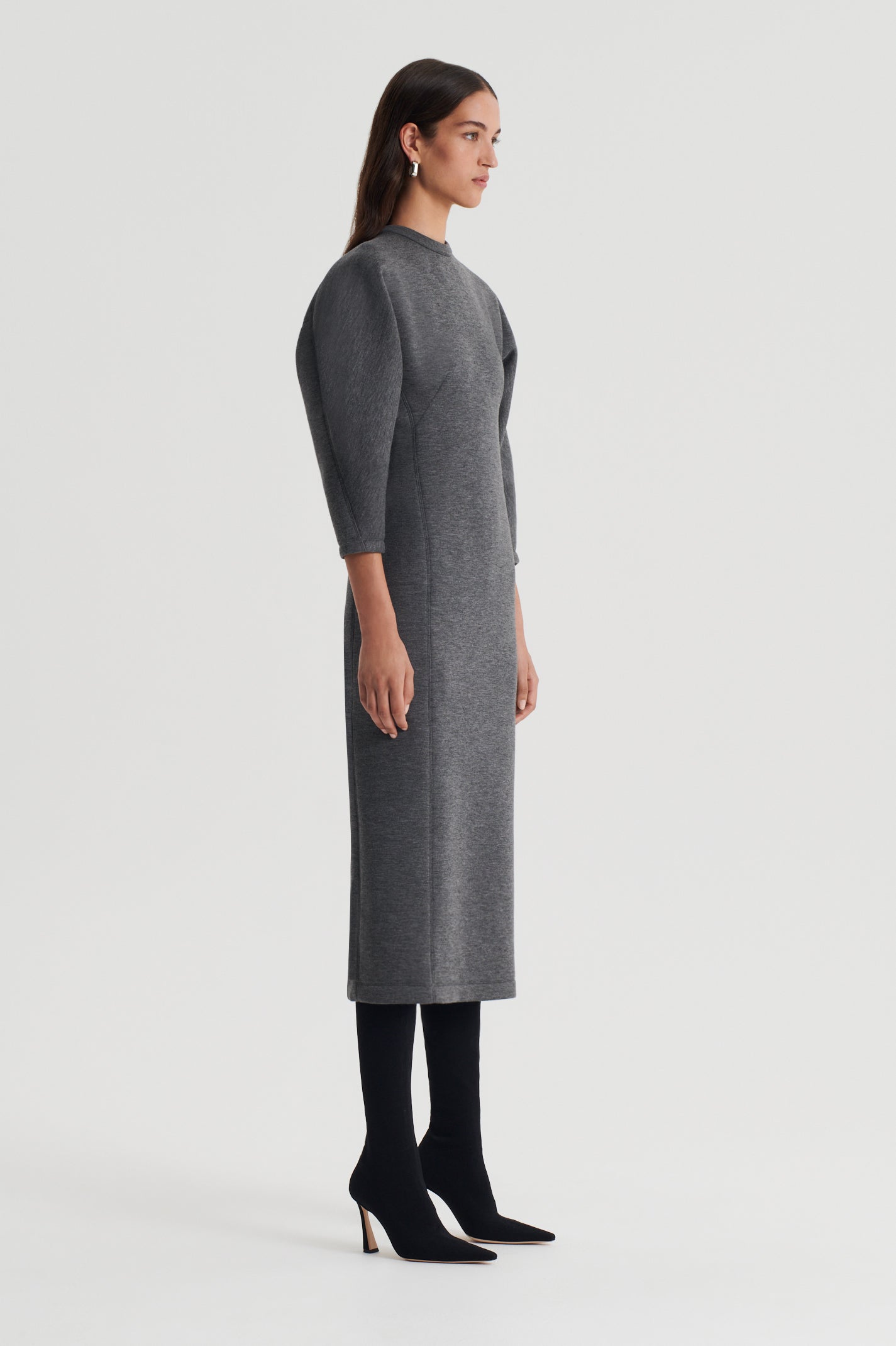 SCUBA COCOON SLEEVE DRESS - GREY - Scanlan Theodore