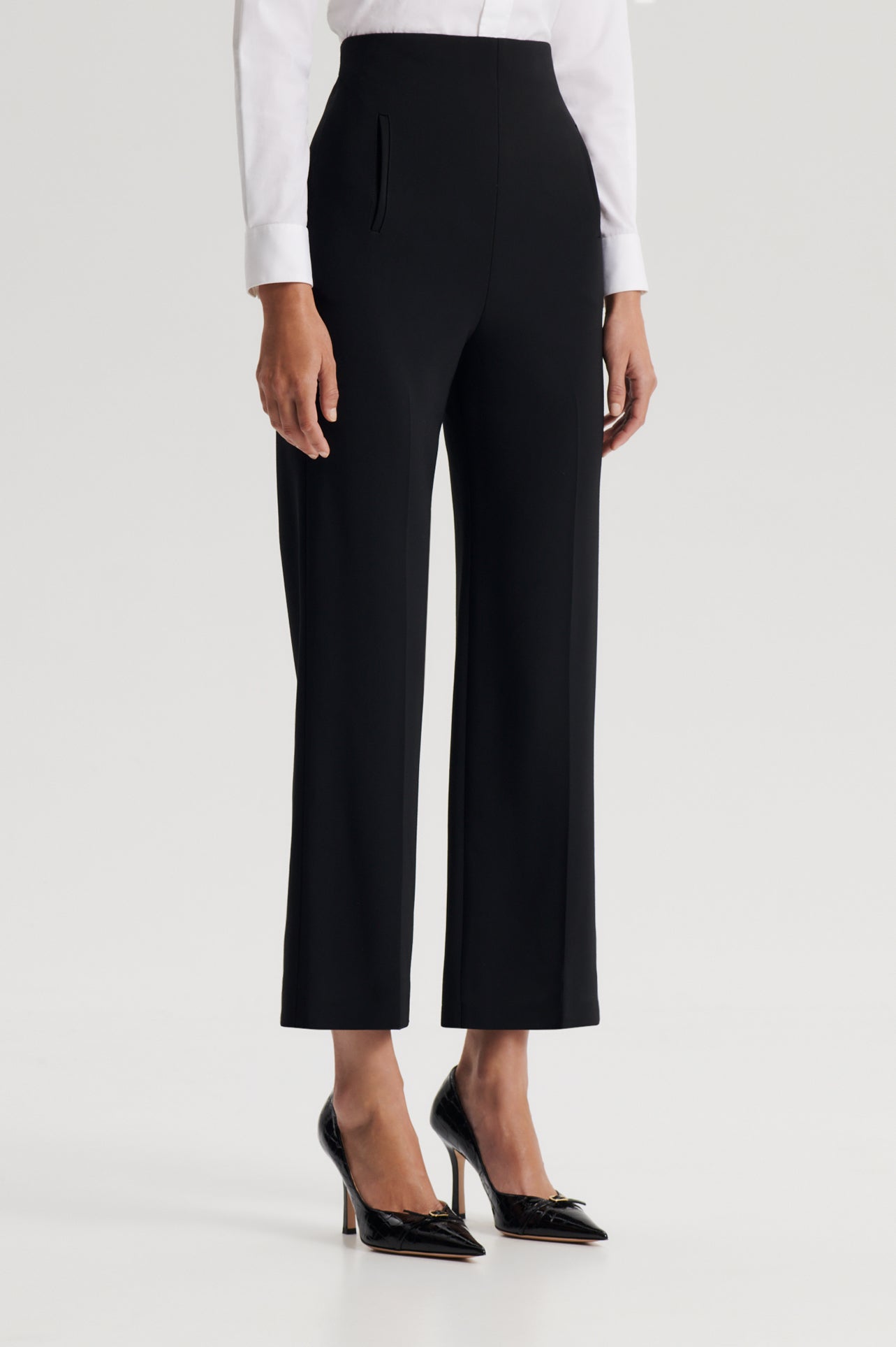 Buy Women's White Regular High Waisted Trousers Online | Next UK