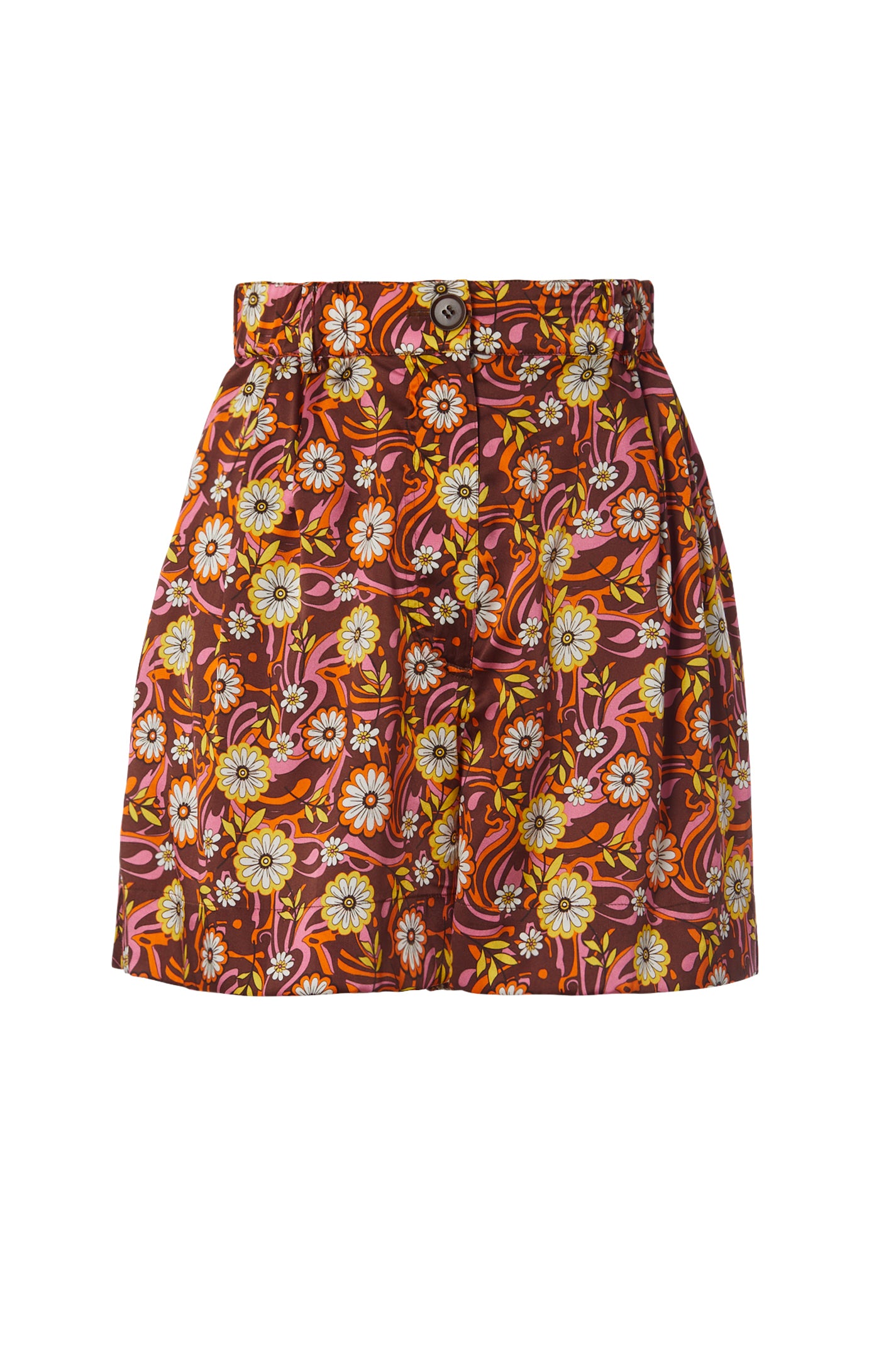 SILK FLORAL PRINT SHORT - TANGERINE - Scanlan Theodore